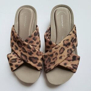 Rockport Land Blvd Animal Print Criss Cross Strap Sandals Sz 5.5